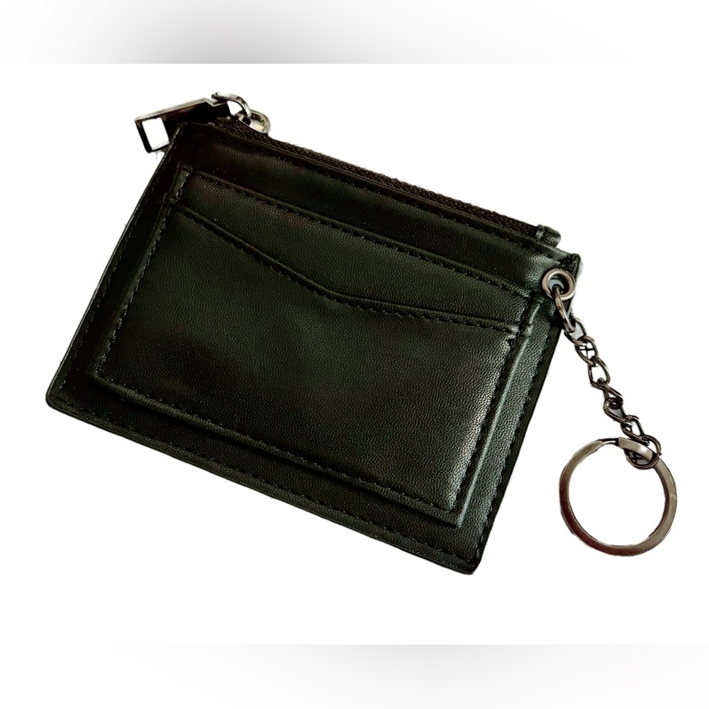 Black Faux Leather Keychain Wallet Card Holder - Picture 3 of 3